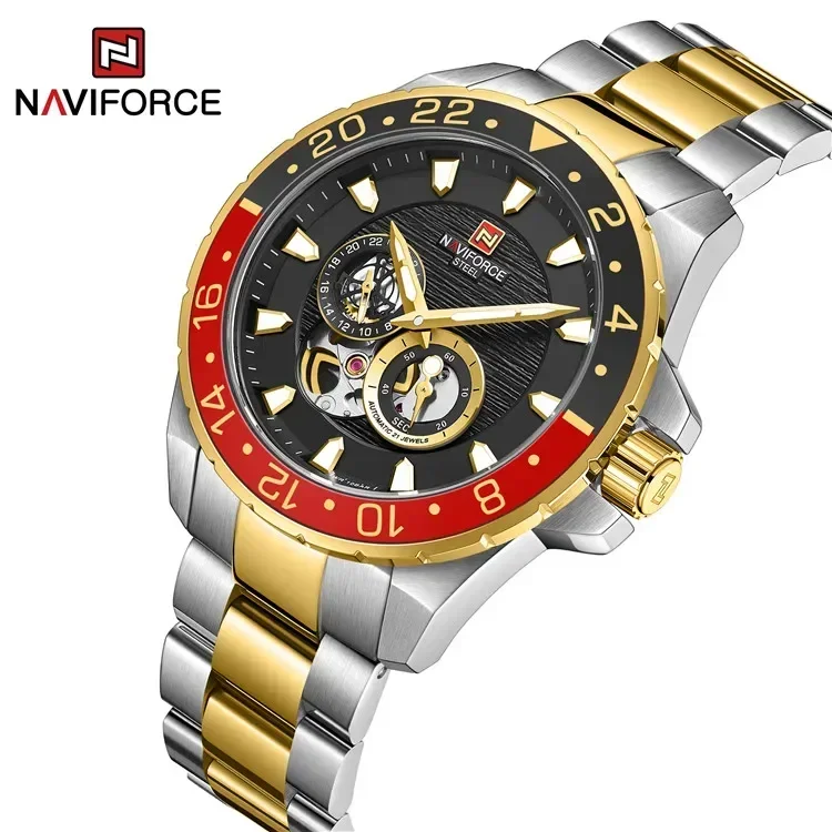 NAVIFORCE S1003 SGB luxury Automatic mechanical men watch with 24 hour function full steel strap wristwatch Relojs