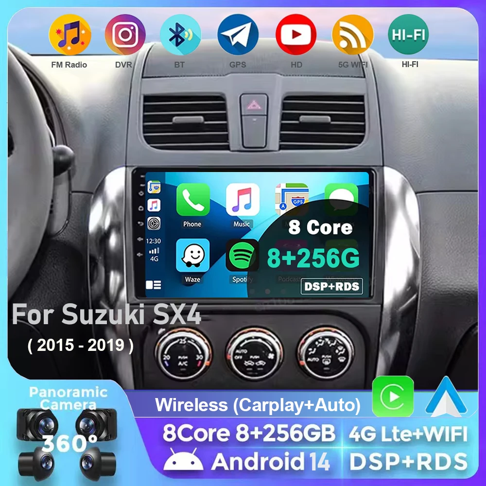 

Android 14 Carplay For Suzuki SX4 2006-2014 Fiat Sedici 2005-2014 Car Radio GPS Stereo Multimedia Video Player 2din Head Unit 4G