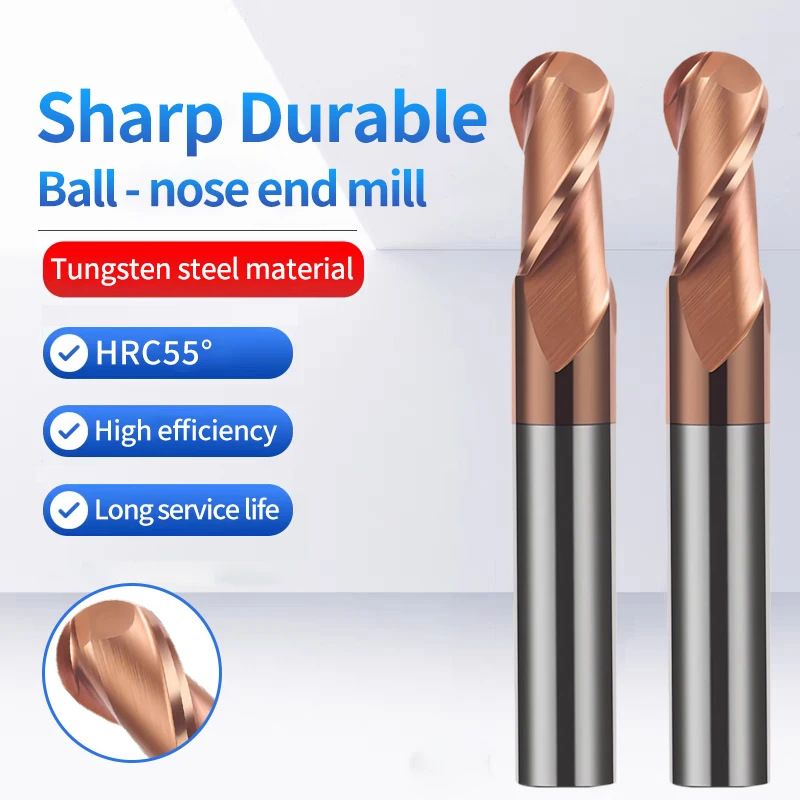 

HRC55 2 Flutes Carbide Ball Nose End Mill Tungsten steel Cutter CNC Router Bit Milling Tool R0.5 R1 R2 R3 R4 R5 R6 Cutting tools