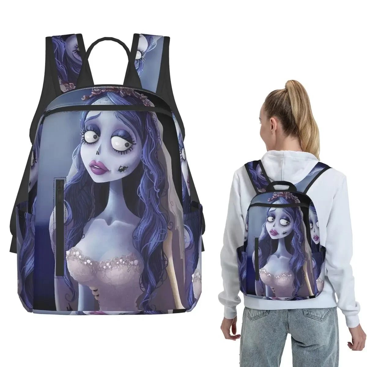 Emily The Corpse Bride Backpack Large Capacity Kids BookBag School Bag Shoulder Bags for Men Women