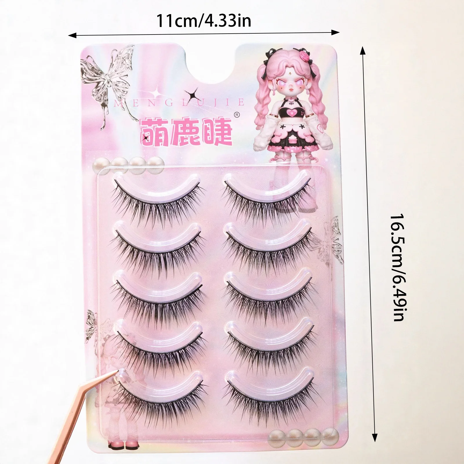 ขนตาปลอมแบบเต็มแถบ ธรรมชาติ หนา แข็งแรง สำหรับแต่งหน้าแฟชั่น ทรง C ความยาว 9-13 มม. คละความยาว