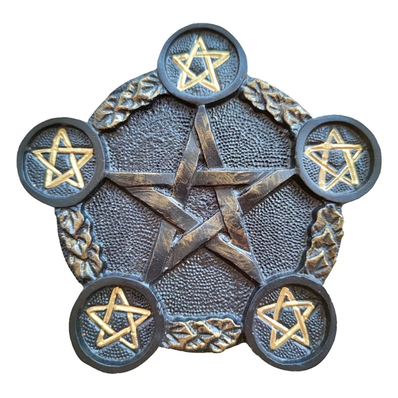 Resin Holder Astrology Pentacle Altar Plate Divination Props Candlestick Witchcraft Supplies Table Energy Ornaments Props