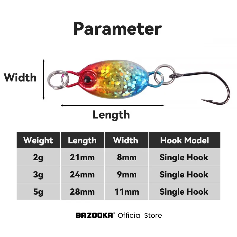 Bazooka Spoon Set Fishing Lure Metal Spinner Trout Bait Hard Leurre Copper Spinnerbait Artificial Jig Kit Tackle Winter With Box