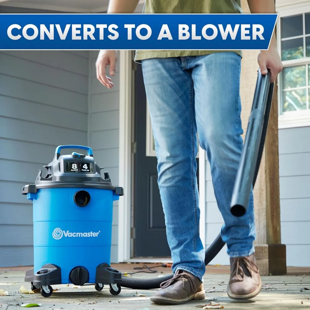 8ガロンの乾湿両用掃除機、4馬力、75 CFMのエアフロー、ブロワー機能、簡単な保管