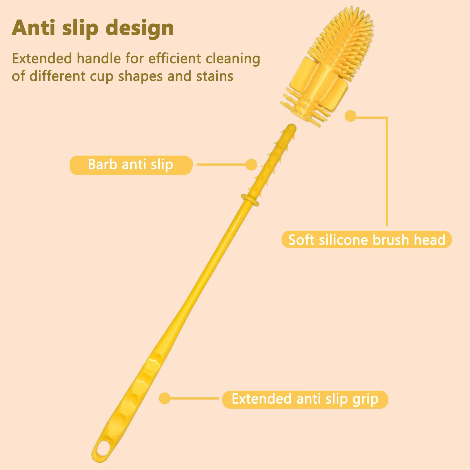 Kitchen Long Handle Bottle Brush, High Efficicecy Cup Cleaning Brush, Home