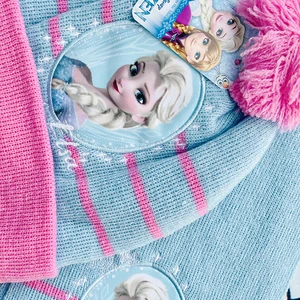 Disney Elsa Cartoon Cachecol Hat and Glove for Children, Hot Hat for Boys and Girls, Cute Children, Ice and Snow, 3 Pieces, New, Autumn and Winter 10 Main Sales Her Escape Tip - №8