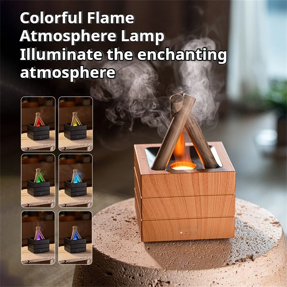 

Simulated Flame Aroma Humidifier, Campfire-Shaped USB Ultrasonics Cool Mist Generator, LED Essential Oil Lamp Humidifier