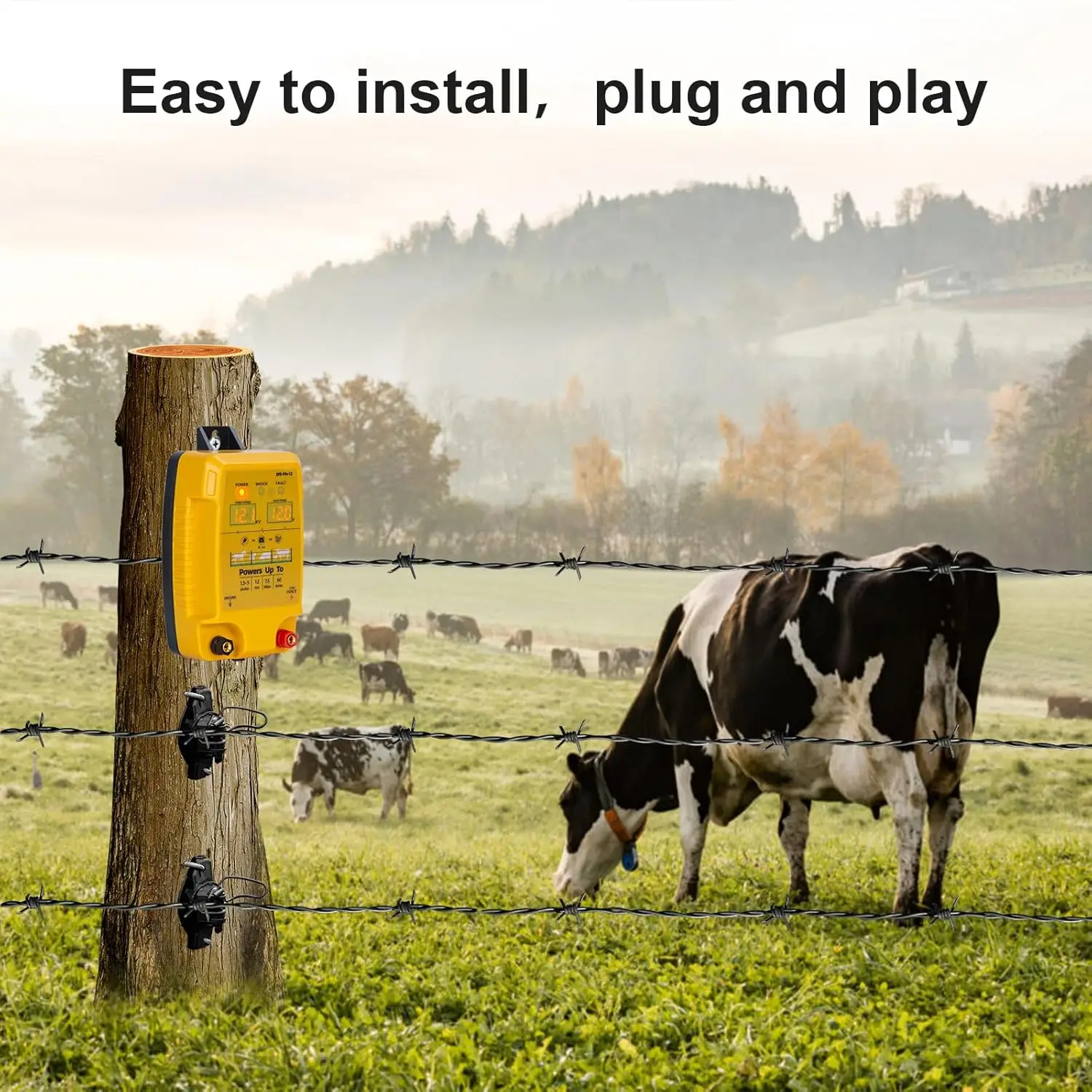 سياج كهربائي 12 كجم، سياج حيوانات، حيوانات، زراعة الدواجن، راعي، أداة سياج مقاومة للماء