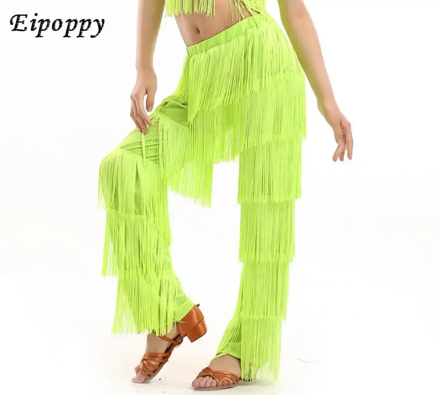 Pantalon de danse latine à franges pour filles, salsa, salle de Rh, salle de Rhadulte, robe en ylène, samba, soiauté, 303