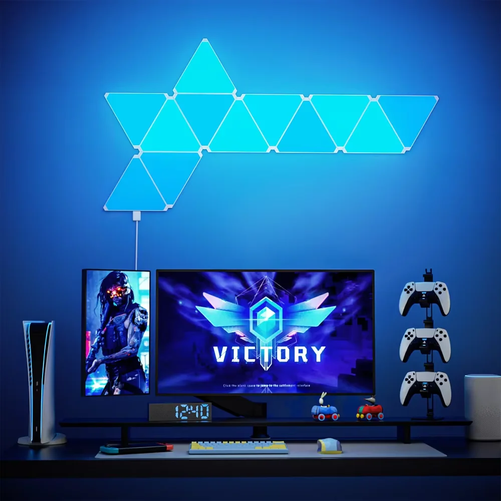 Smart APP WIFI RGB  Quantum Lamp USB 5V Music Sync LED Night Light For Game Party Room Decor Atmosphere Triangle Wall Lights