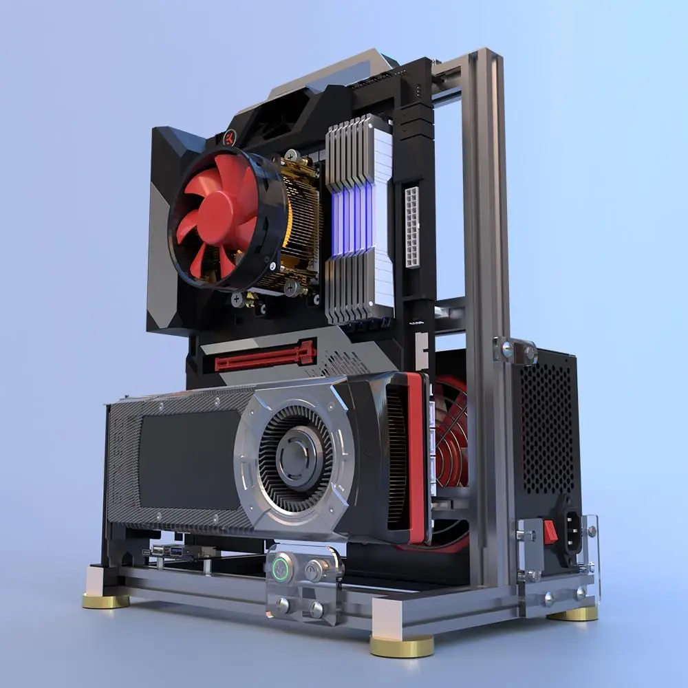 

Open Frame PC Chassis, Aluminum Computer Case, ATX Support, Type-C, Cooling