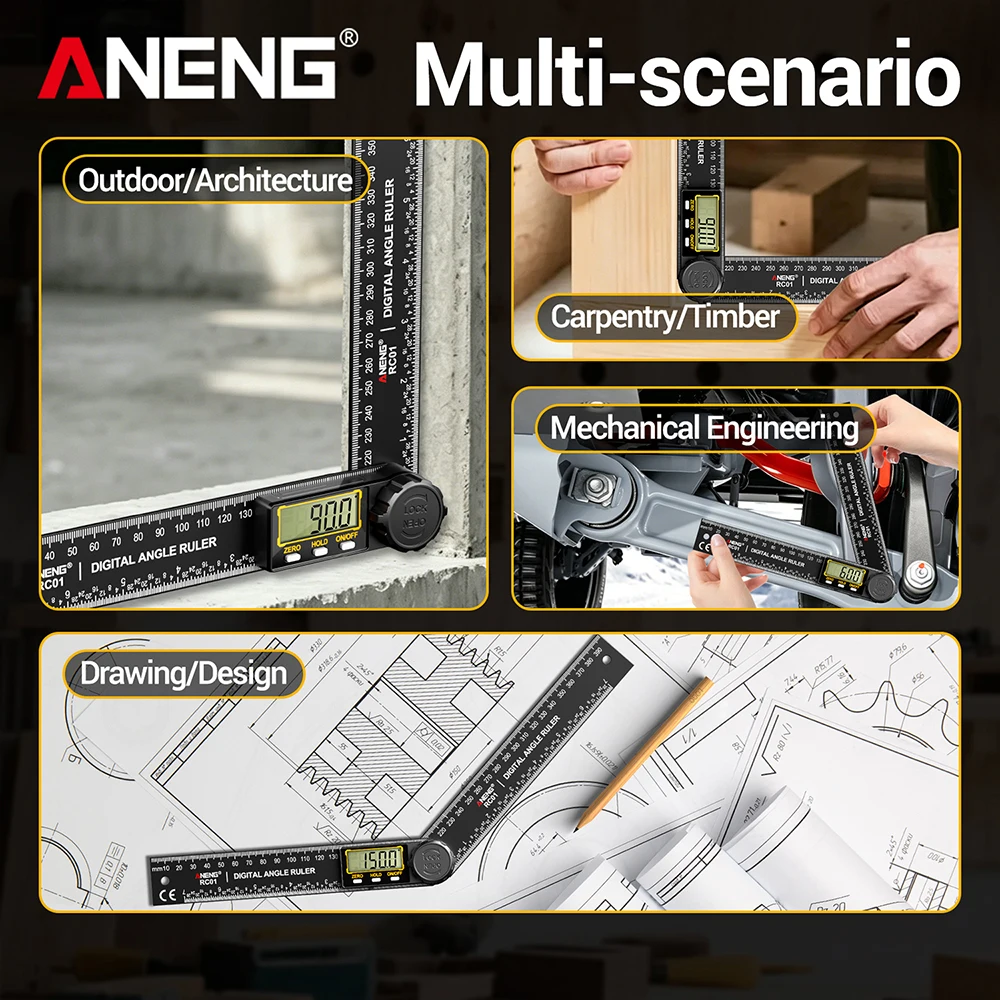 ANENG Hochpräzisions-360 ° Digitaler LCD-Winkelmesser, Winkelfinder, Holzbearbeitungswerkzeuge für Rauminspektion und -messung – Detail 24
