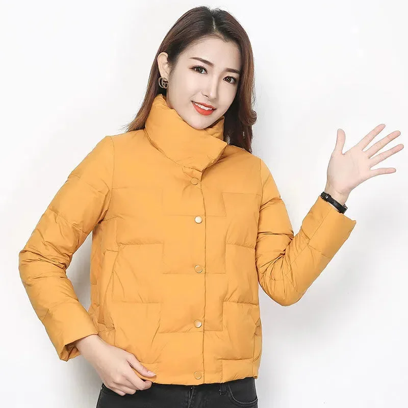 Light Thin Cotton-Padded Jacket Women's New Parkas Autumn Winter 2024 Warm Cotton Padded Coat Temperament Short Outwear Female