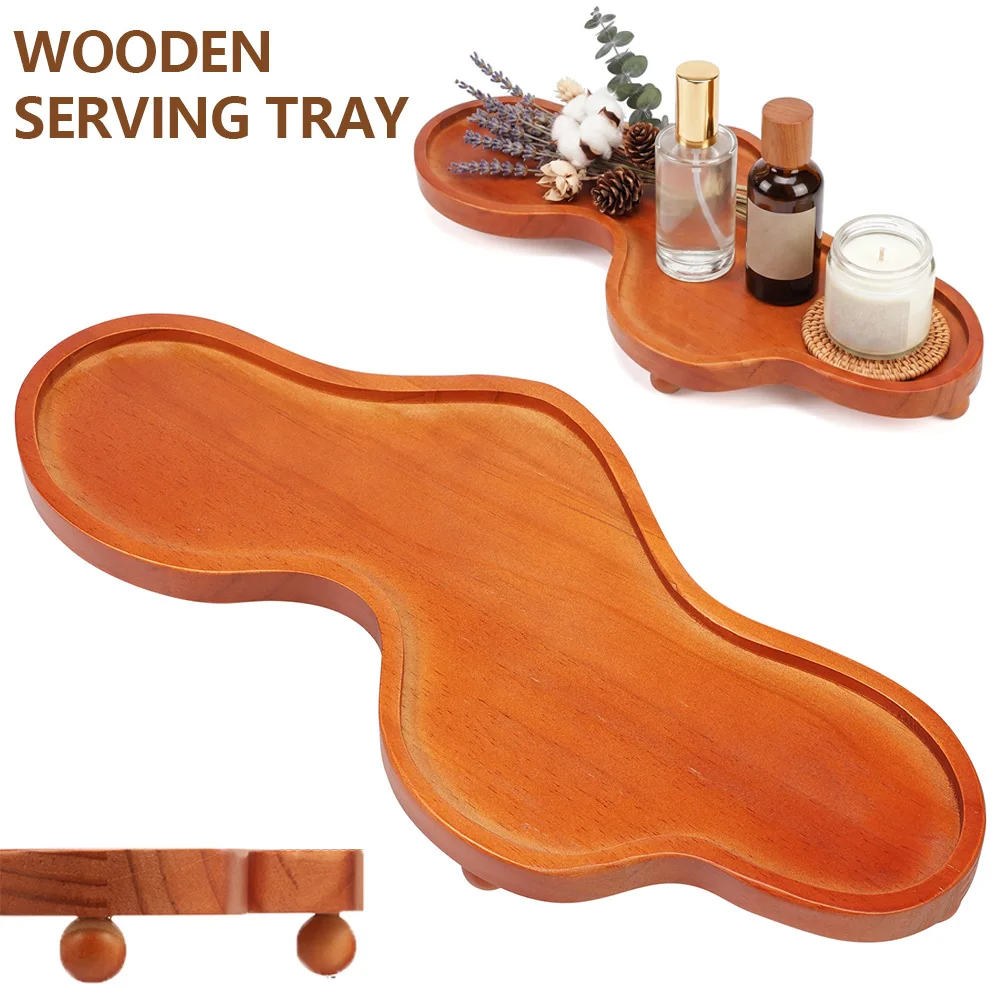 Wooden Serving Tray Cloud Shaped Jewelry Tray Creative Irregular Wooden Key Perfume Plate Decorative Home Desktop Storage Tray
