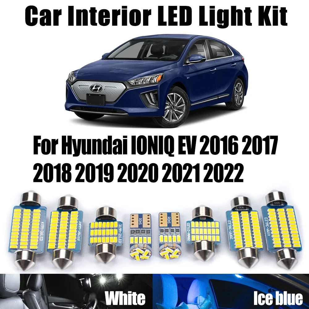 13Pcs Canbus LED Interior Trunk Light Kit For Hyundai IONIQ EV 2016 2017 2018 2019 2020 2021 2022 Car Reading Bulbs Accessories