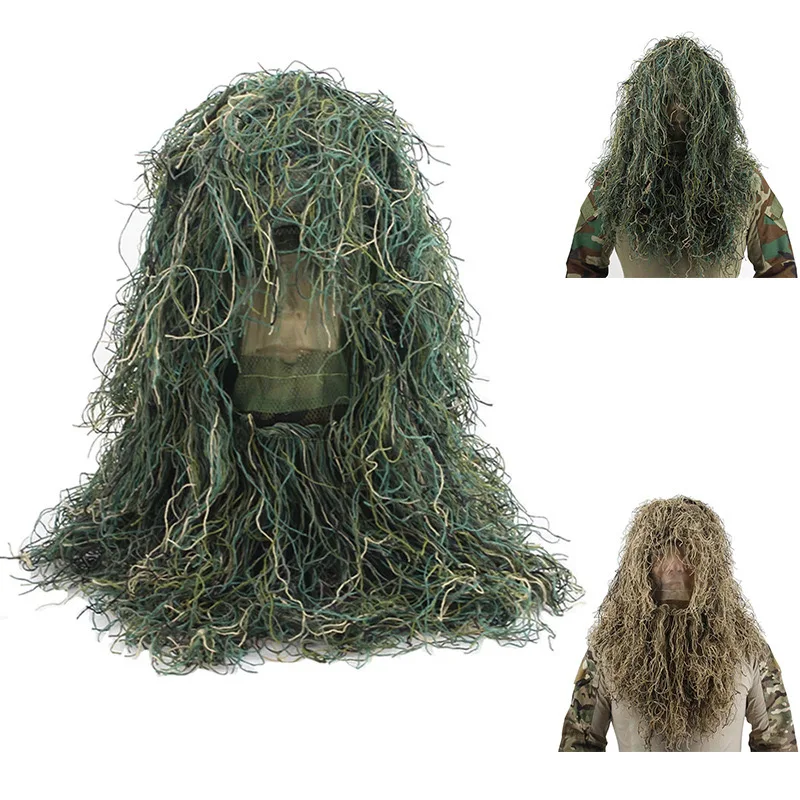 

3D Tactical Airsoft Sniper Ghillie Suit Hood Hunting Camouflage HeadGear Paintball Head Cover for Ghillie Suit Tactical Gear