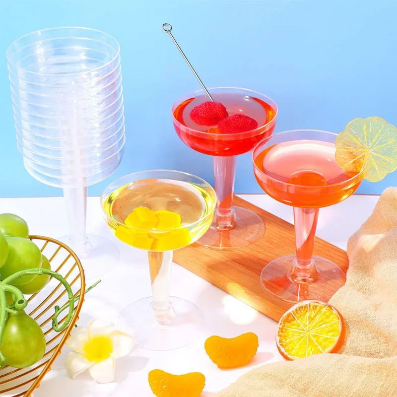 20pcs/10PCS/30Pcs Drinking Goblets Glass Mimosa Glasses Plastic Party Cups Cocktail Flutes Margarita Stem Martini