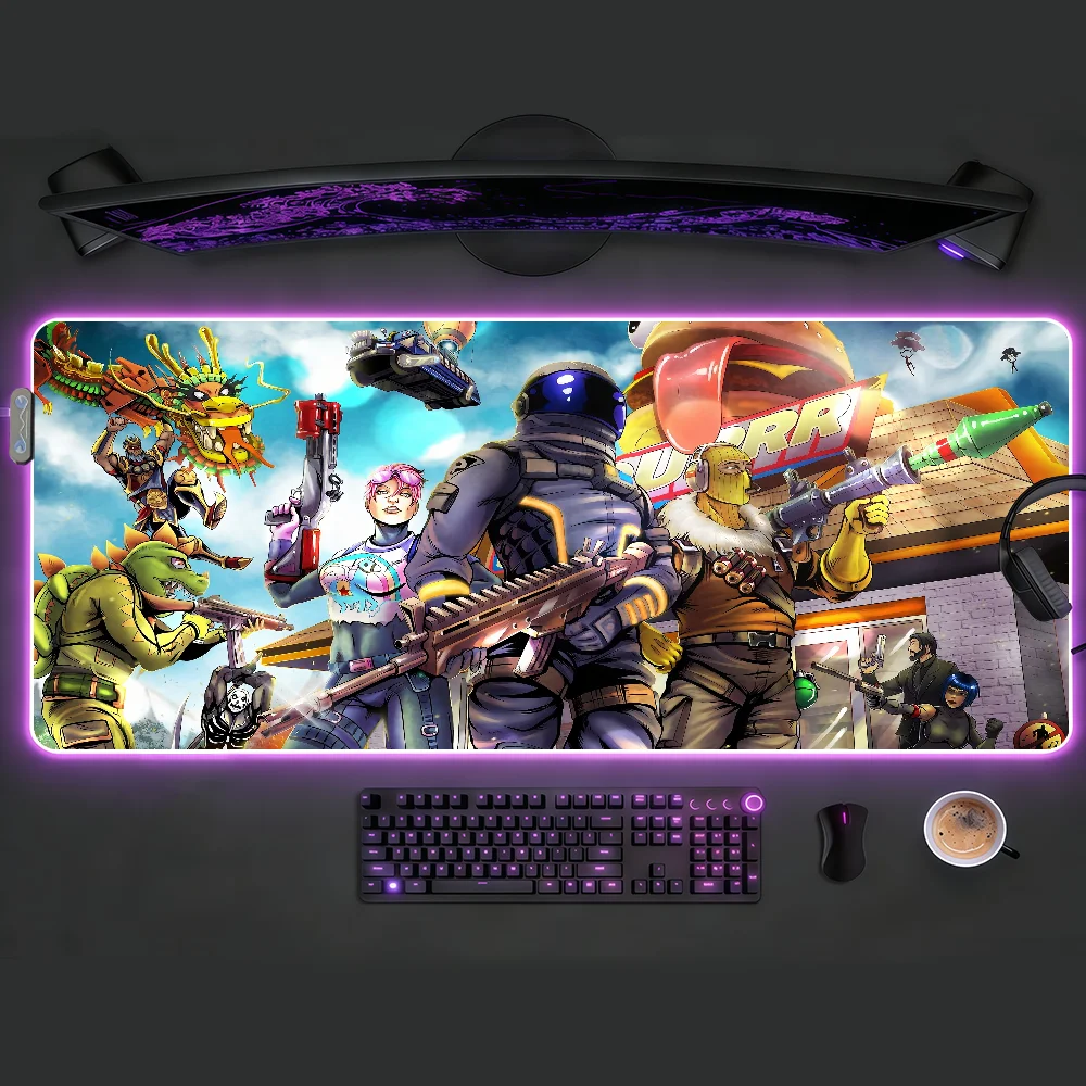 

Game F-Fortnite Mouse Pad LED Table Pads Backlit Non-slip Rubber Desktop XXL RGB Desk Mats Surface Waterproof