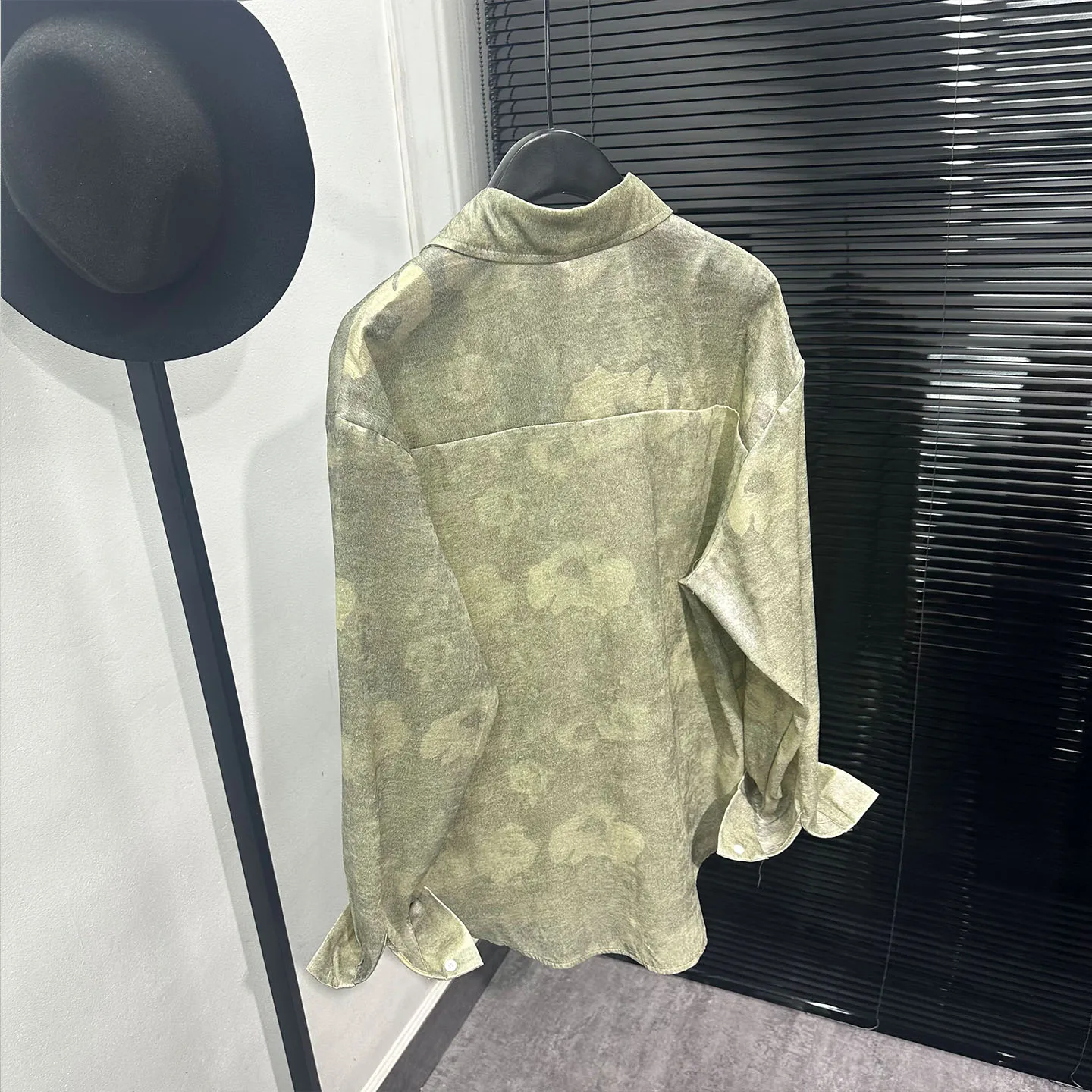 Spring Fashionable Retro Design Printed Long-Sleeved Shirt Men's  Avant-Garde Loose Leisure Iron-Free All-Matching Trendy