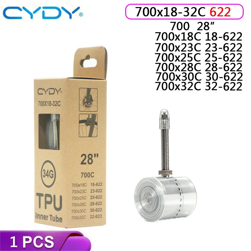 CYDY Ultraleichter Fahrradschlauch aus TPU 700C 700X18-32C Rennrad TPU-Material Reifen 45/65/85mm Französisches Ventil Pneu Kamera Reifen