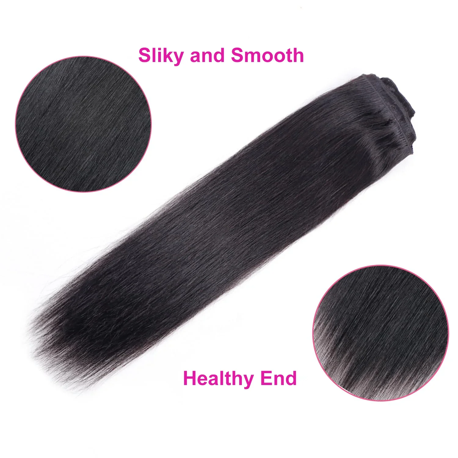 Clip In Hair Extensions 100 Real Human Hair Natural Straight Extensions 10-26 Inch Color #1B Black 120g/Set Remy Hair