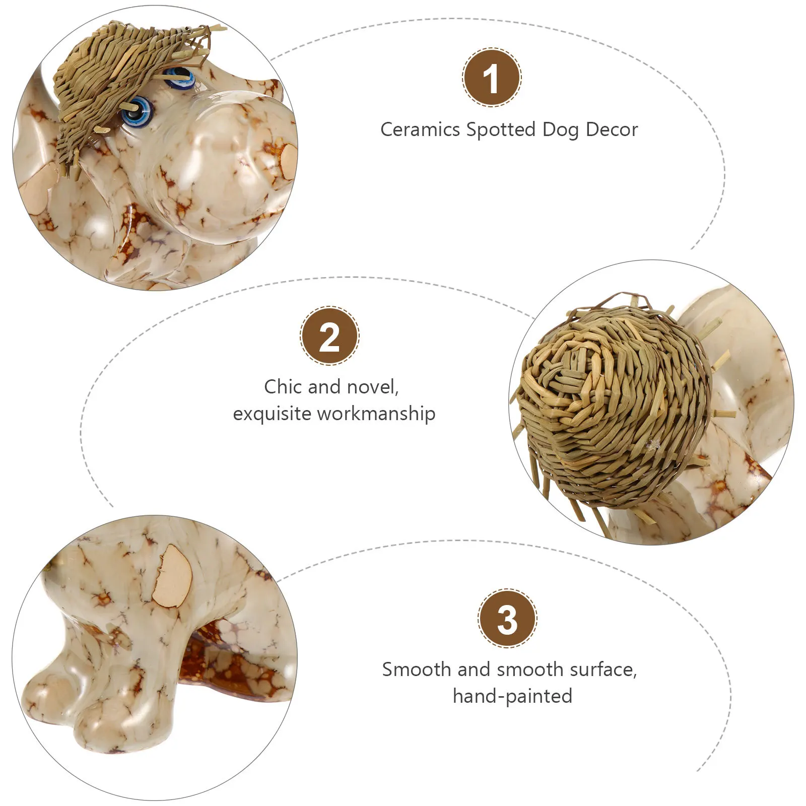 

Spotted Dog Decor Ceramics Puppy Desktop Ornament Straw Hat Tabletop Dalmatian Decoration Puppy Adornment Desktop Dog Ornament