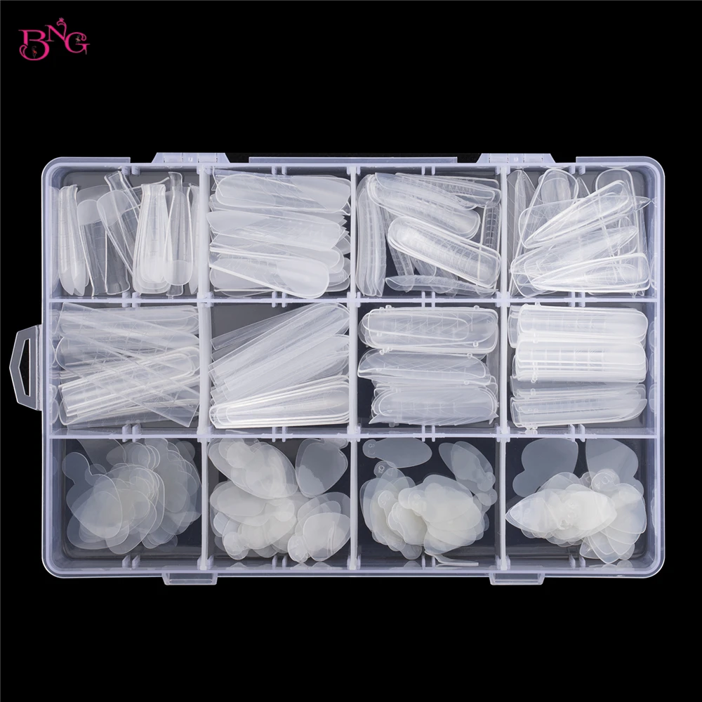 288pcs Dual Form Nail Mold Kit with French Silicone Sticker Reusable Dual System Molds for Nail French Line Guides Manicure Tool