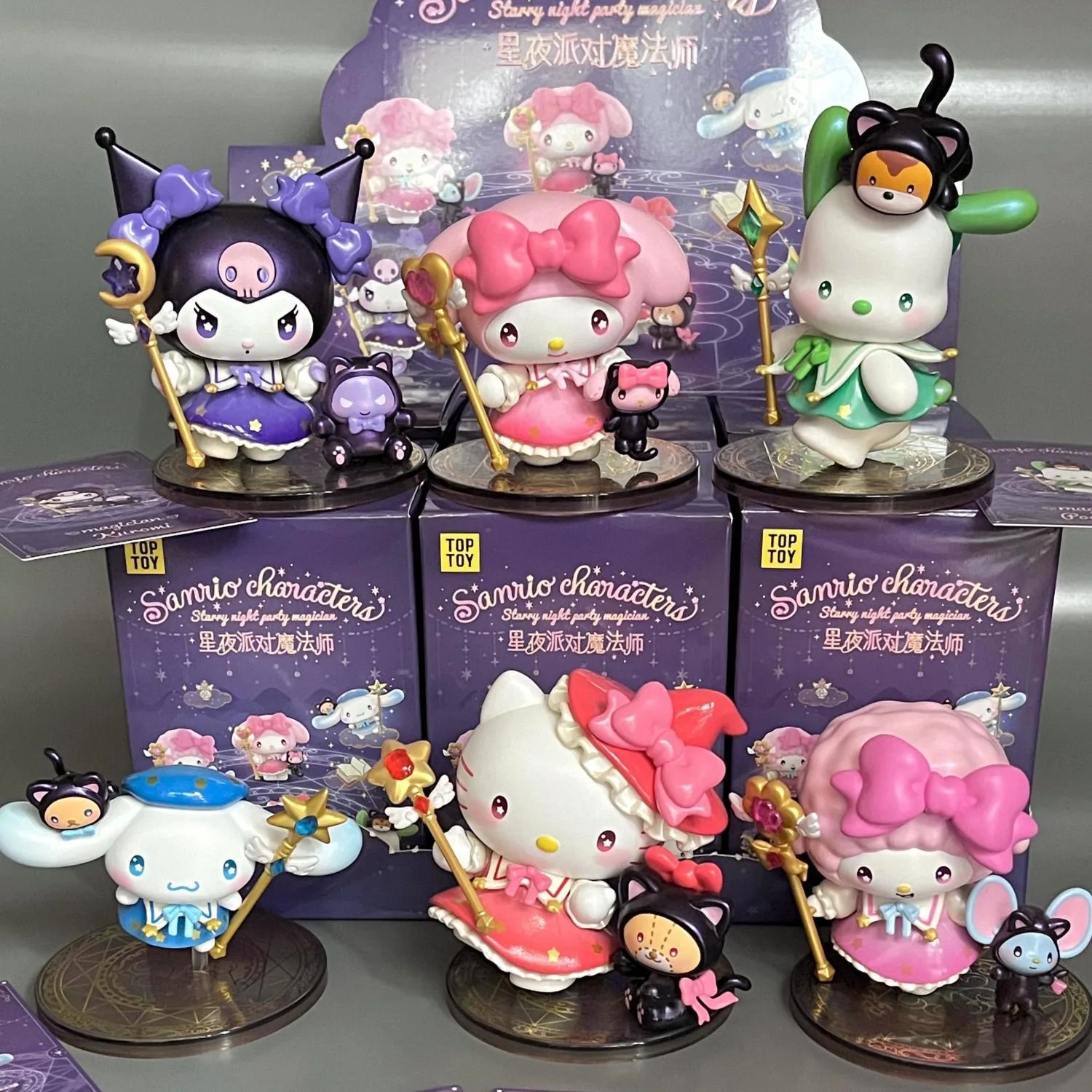 

New Sanrio Starry Night Party Wizard Series Kawaii Kuromi Big Ear Dog Hello Kitty Character Mystery Box Magic Style Collect Gift