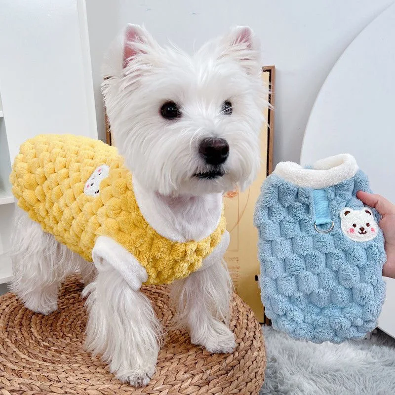 Cute Bear Puppy Dog Sweater for Small Dogs Winter Warm Pet Clothes with Buckle Pinscher Schnauzer Pug mascotas Cardigan Clothing