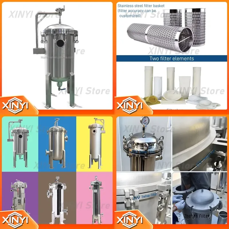 for 304 Stainless Steel Multi Bag Filter Housing with Feeding Pump New Condition for Honey Filtration