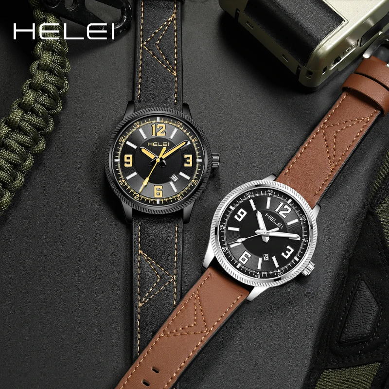 대형 디지털 다이얼 남성용 쿼츠 시계, 방수 손목시계, 오리지널 브랜드, HELEI2024 인기 모델