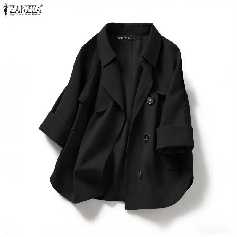 ZANZEA Fashion Blazer Autumn Casual Women Single Breasted Long Sleeve Solid Coats 2026 Elegant Office Lady Streetwear Overcoats