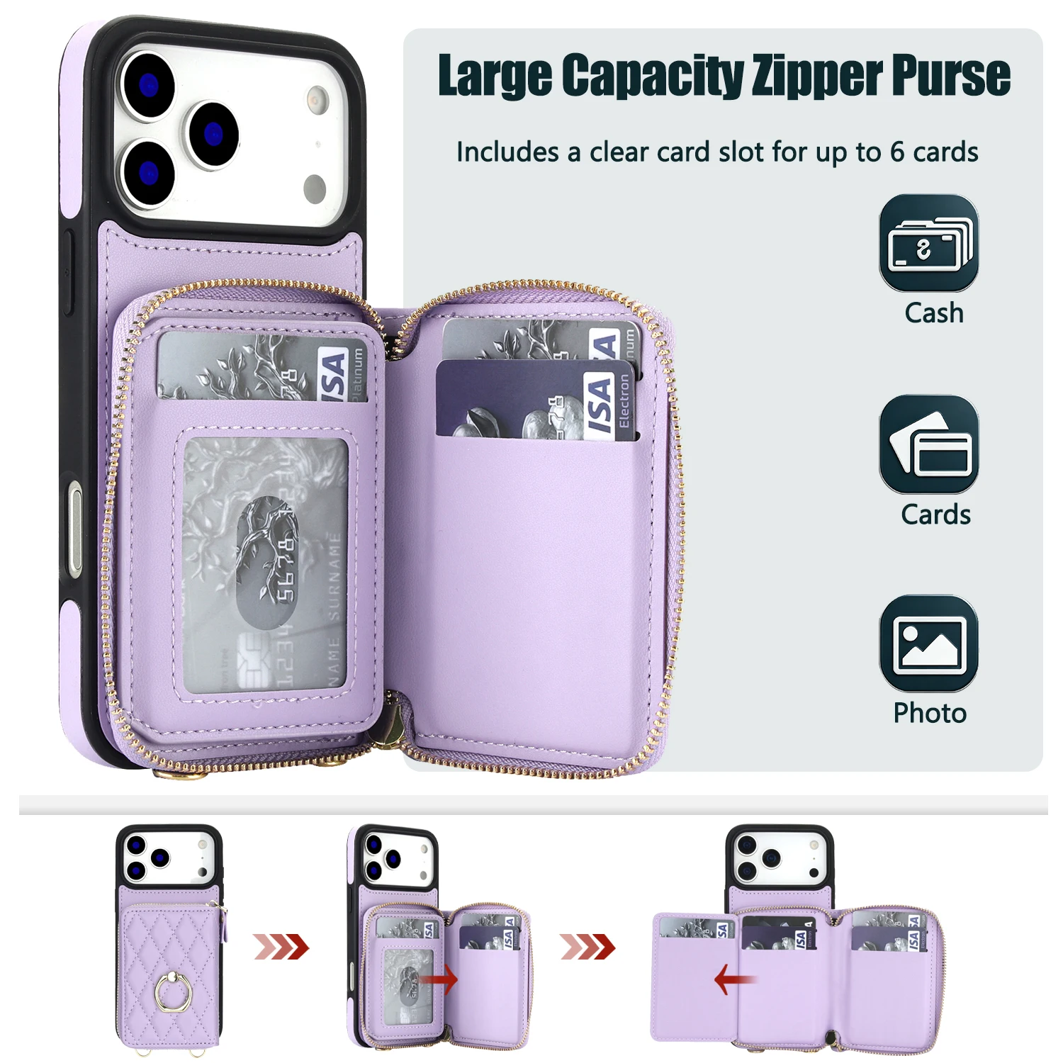 Luxury Crossbody Wallet Leather Cards Holder Case For iPhone 18 17 16 Pro Max 5G Shockproof Stand Bag Pocket Cover Accessories