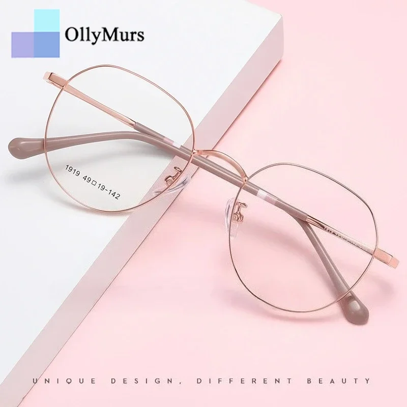 

OLLYMURS Сверхлегкие высококачественные двухцветные круглые очки в оправе в стиле ретро, мужские декоративные оптические очки по рецепту, женские Y1919