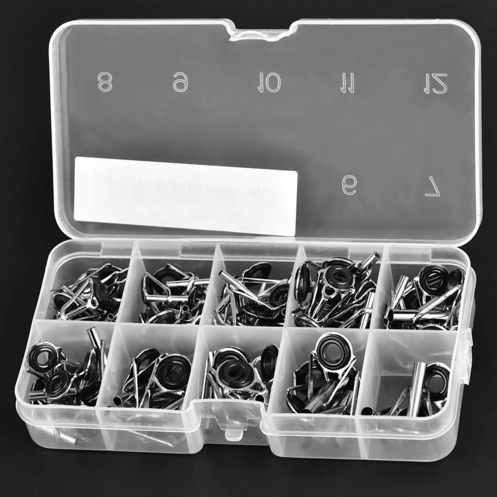 80pcs Fishing Rod Tip Repair Kit - Stainless Steel Eye Rings & Ceramic Guides for DIY - Size 1-10# Set