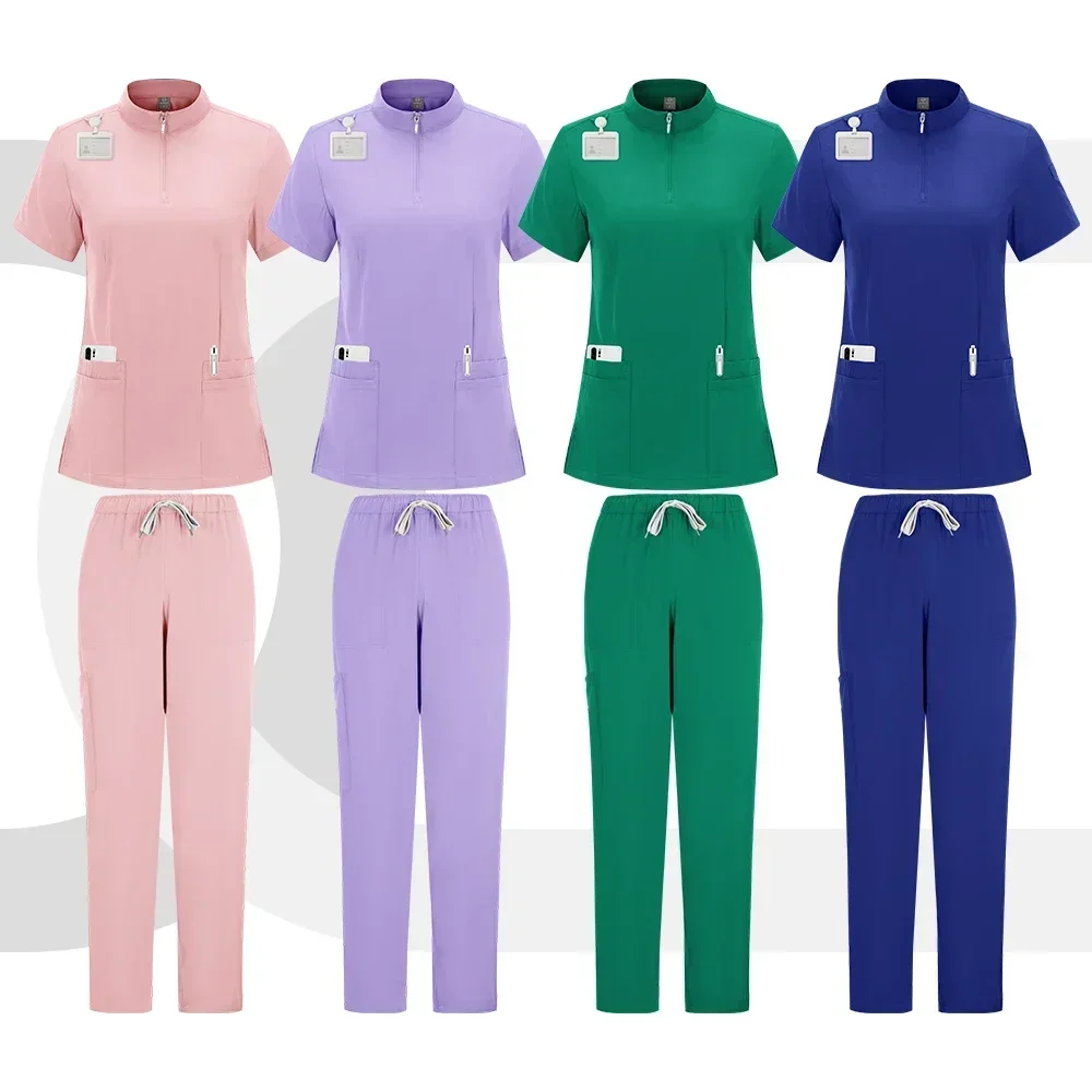 New scrubbing uniform multi-color short-sleeved shirt pants hospital set female male pet shop doctor medical surgery work