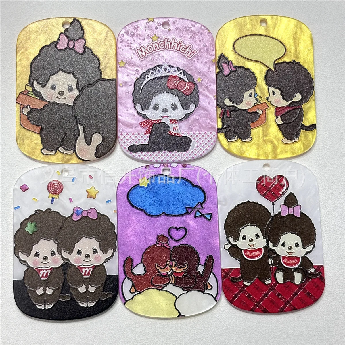 

10/20pcs Hanging hole engraved For Hellokitty Monqiqi card pieces for DIY handmade pendant keychain bag hanger accessory