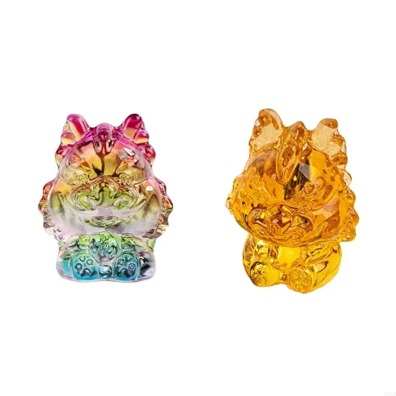62KD Chinese Crystal Dragon Figurine Ornaments Twelve Zodiac Loong Portrait Fengshui Craft Glass Art Shop Opening Gift Room