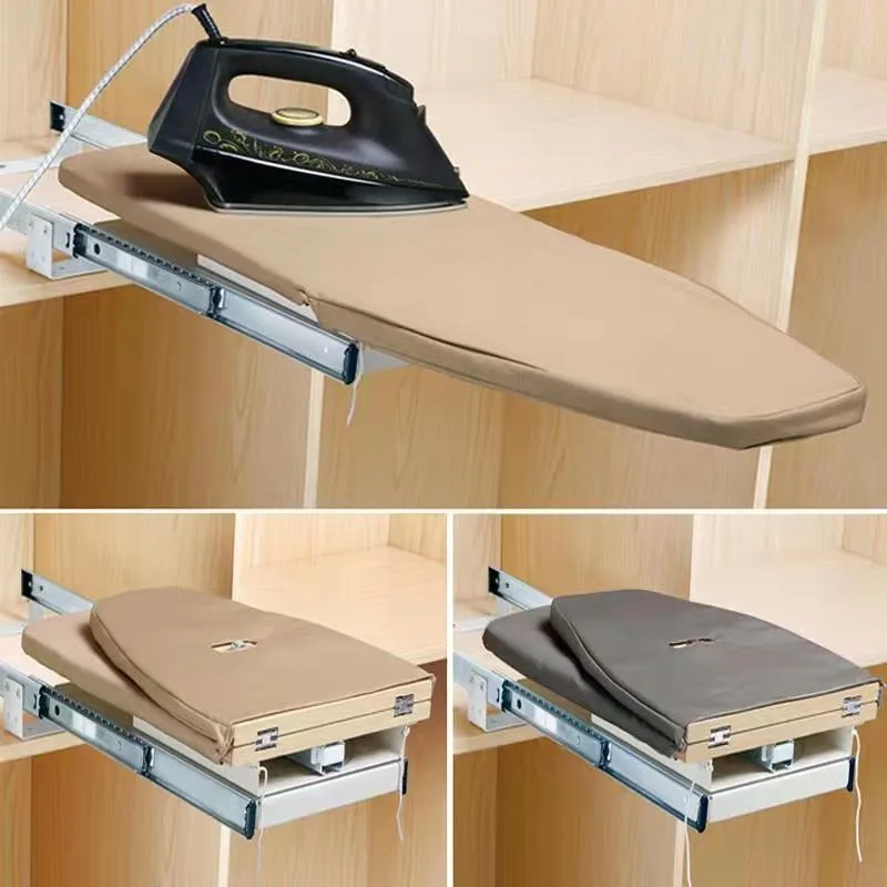 Wardrobe Damping Ironing Board Hidden Push-pull Folding Iron Rack Cloakroom Built-in Telescopic Rotating Ironing Board
