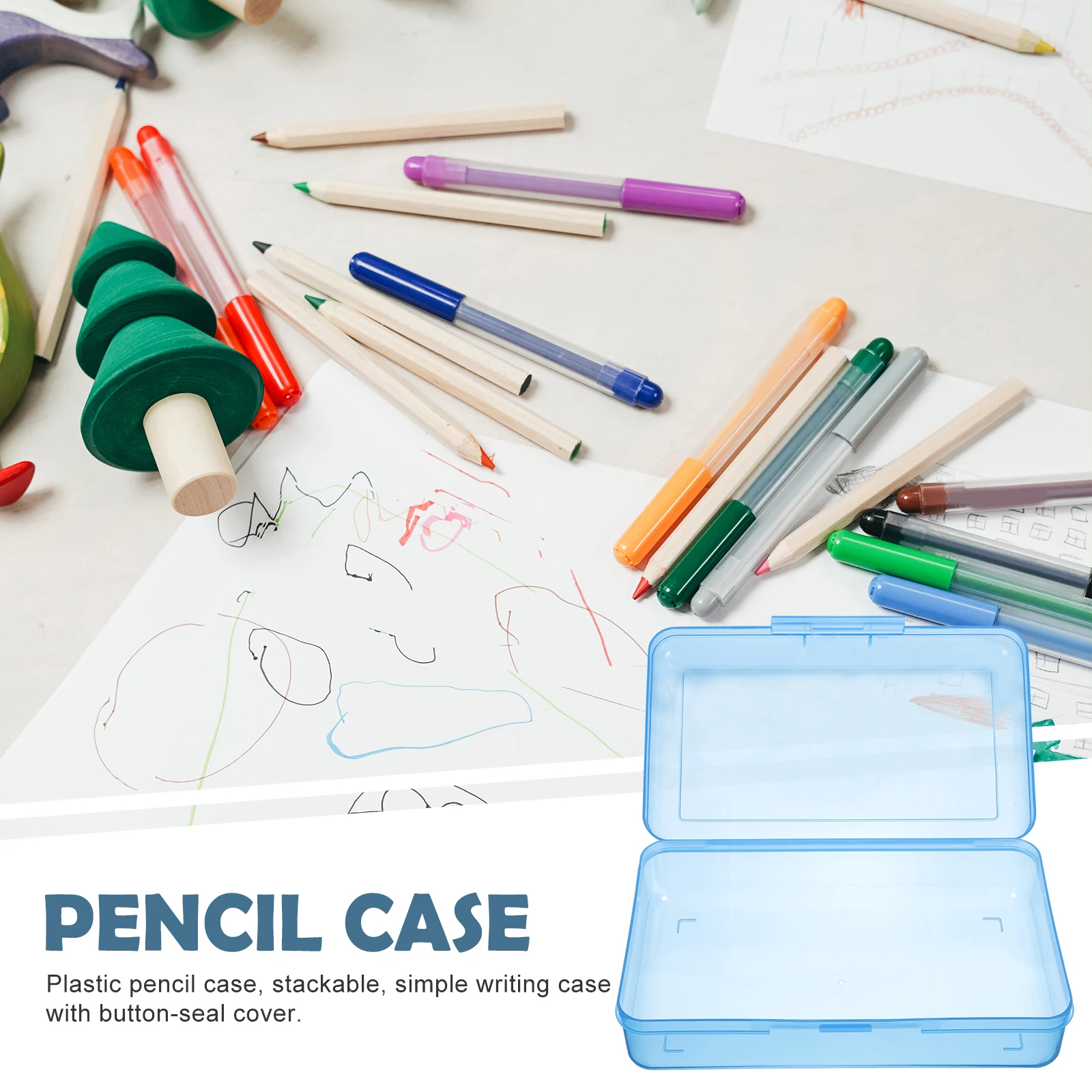 

1Pcs Plastic Pencil Case Large Capacity Stackable Stationery Organizer for School Students Pen Pencil Storage Holder