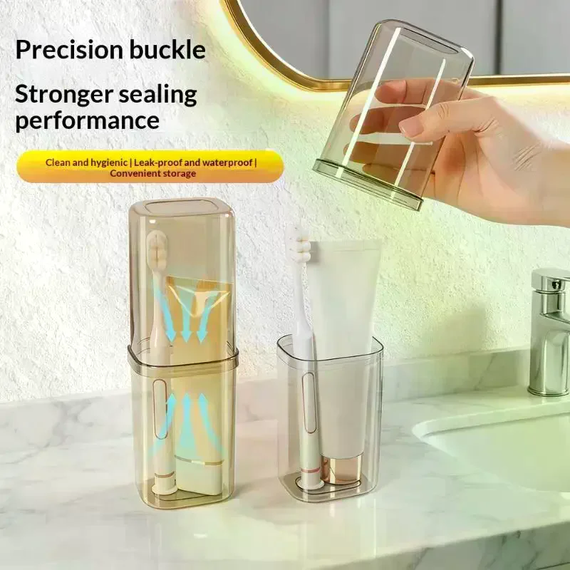 Portable 2 In 1 Travel Toothbrush Holder Case Thickened Clear Large Capacity For Business Trips Camping Travel