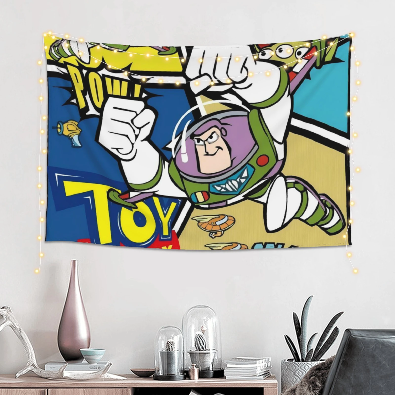 

Милый мультяшный гобелен «История игрушек», настенное украшение для спальни, тканевый декор для гостиной, дома, общежития, художественный декор для дома, подарок на день рождения