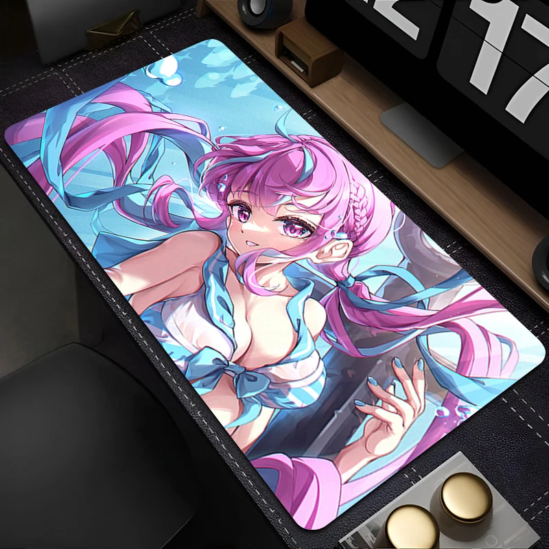 

Mousepad Anime HD Mouse Pad Gaming Accessories Office Keyboard Pad Large Desk Mat PC H-hololive Minato Aqua Rubber Extended Pad