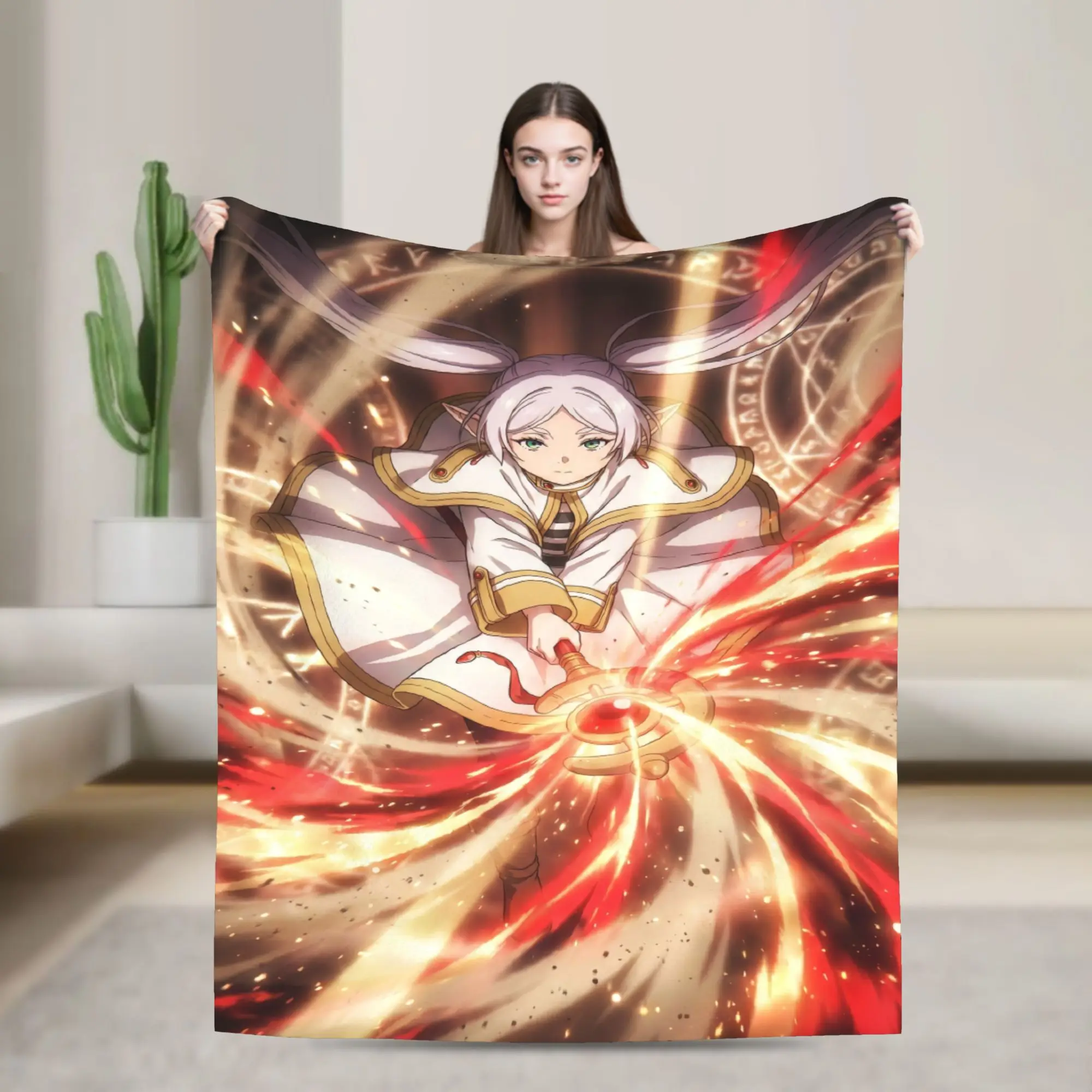 Frieren Beyond Journeys Blanket Winter  Warm Comfy Throw Blanket For Kids Adults Couch Chair Flannel Bedspread Bed Cover