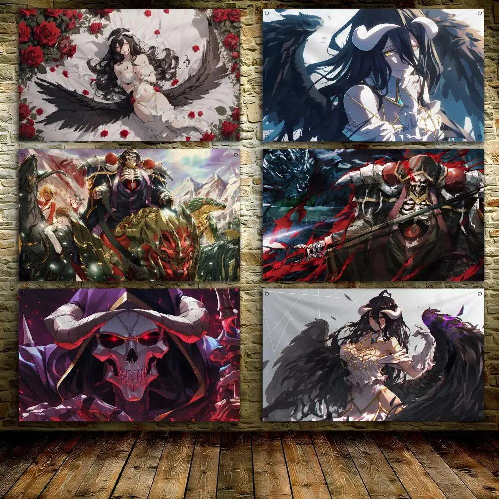 Anime O-Overlords A-Albedo Flaggen Maßgefertigter Wandbehang Hintergrund-Kunstbanner für Schlafzimmer, Wohnzimmer und Außendekoration