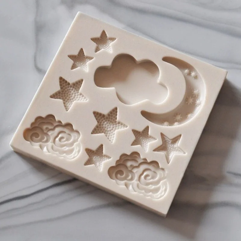 Creative New 1pc Star Cloud Moon Silicone Mold Cupcake Fondant Cake Decorating Tools Chocolate Gumpaste Moulds Color Random