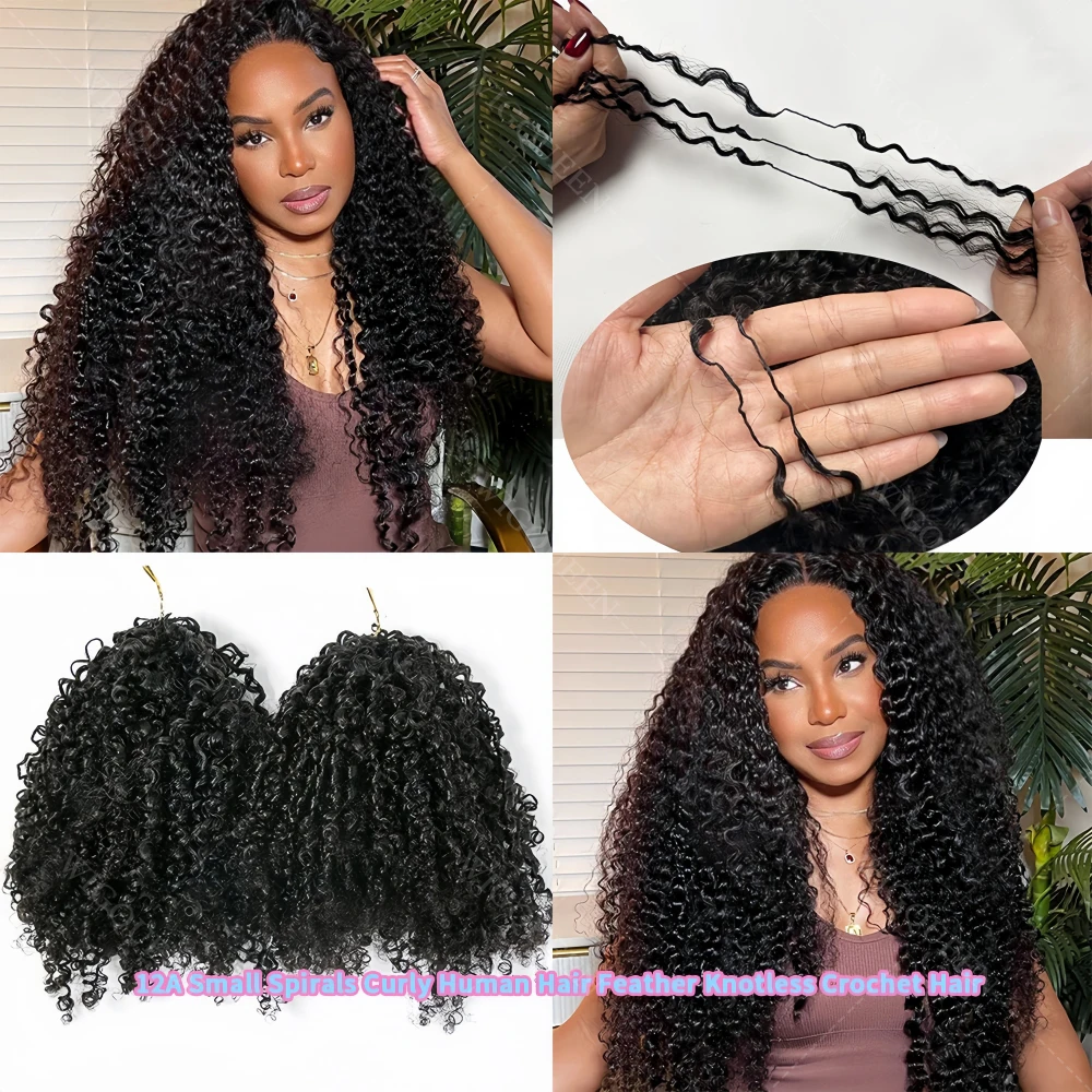 

12A Afro Kinky Curly Reusable Pre-Separated Crochet Bulk Human Hair for Braided Wigs Small Spirals Curly Feather Crochet Hair