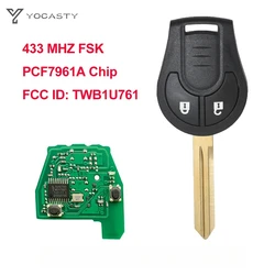 YOCASTY TWB1G766 Remote Car Key PCF7961A 433MHz For Nis-san Micra Note 2014 2015 2016 2017