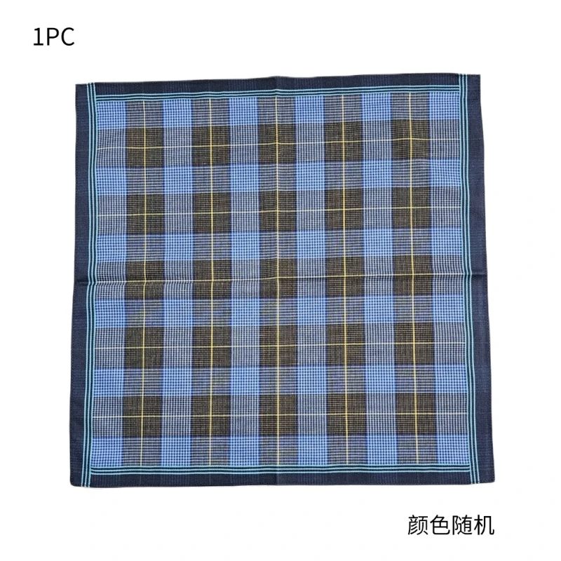 F42F Practical Handkerchiefs Male Washable Lattice Pattern Hankie Random Color Handkerchiefs for Adult Commercial Affairs