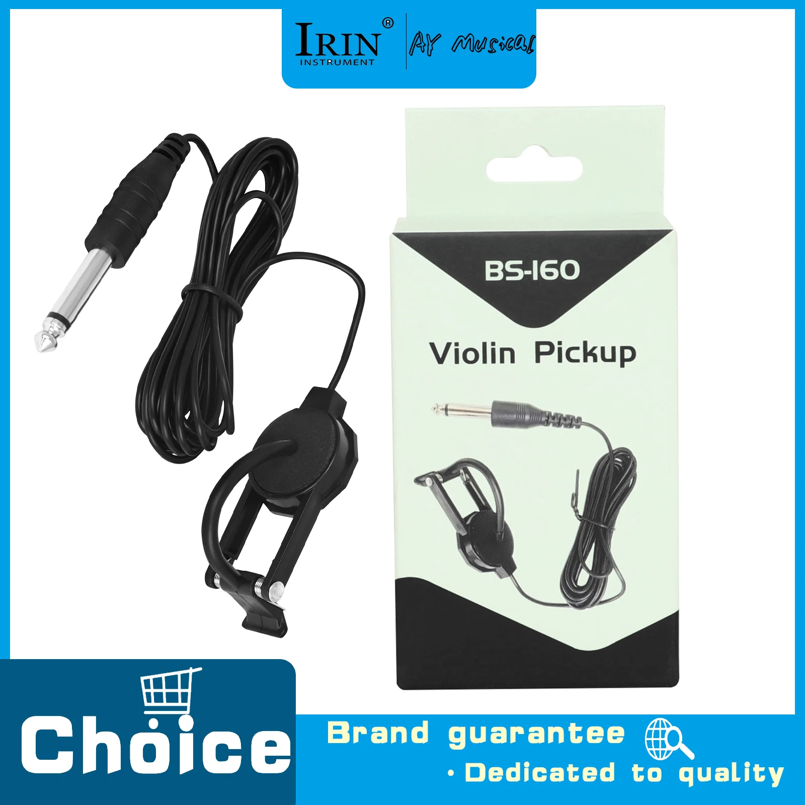 BS-160 Clip-on Violin Sound Hole Pickup 6.35mm Audio Plug Connecting Cable Violin Soundhole Pickups for Violin Live Performance